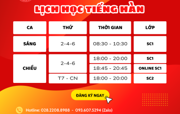 LỊCH HỌC LỚP TIẾNG HÀN THÁNG 01/2024