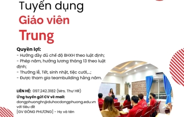 TUYỂN DỤNG TẠI TRUNG TÂM DU HỌC VÀ NGOẠI NGỮ ĐÔNG PHƯƠNG
